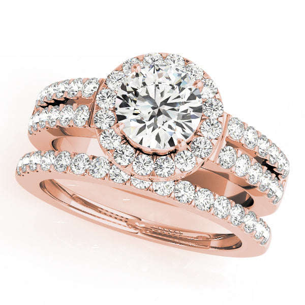 14K Rose Gold 1 CT Diamond Halo Engagement Ring