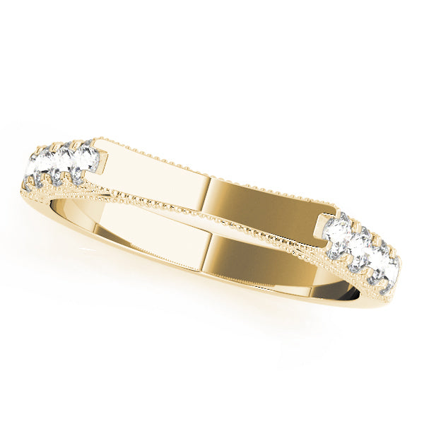 18K Yellow Gold Round Diamond Wedding Ring