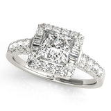 1.0 CT Square Diamond Halo Engagement Ring