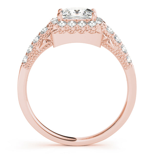 18K Rose Gold 1.5ctw Diamond Halo Engagement Ring