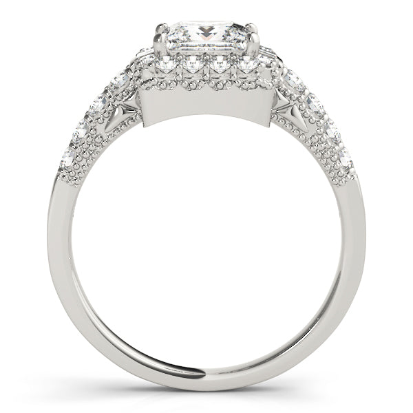 1.0 CT Square Diamond Halo Engagement Ring