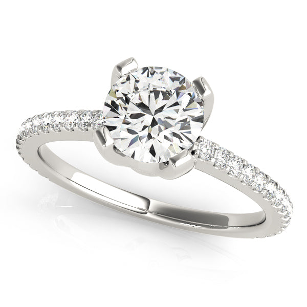 18K White Gold Diamond Single Row Engagement Ring