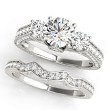 Round Diamond Three Stone Engagement Ring