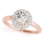 14K Rose Gold 1 CT Diamond Halo Engagement Ring