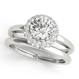 1 CT Round Diamond Halo Engagement Ring