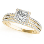 18K Yellow Gold 1.25ctw Diamond Halo Engagement Ring