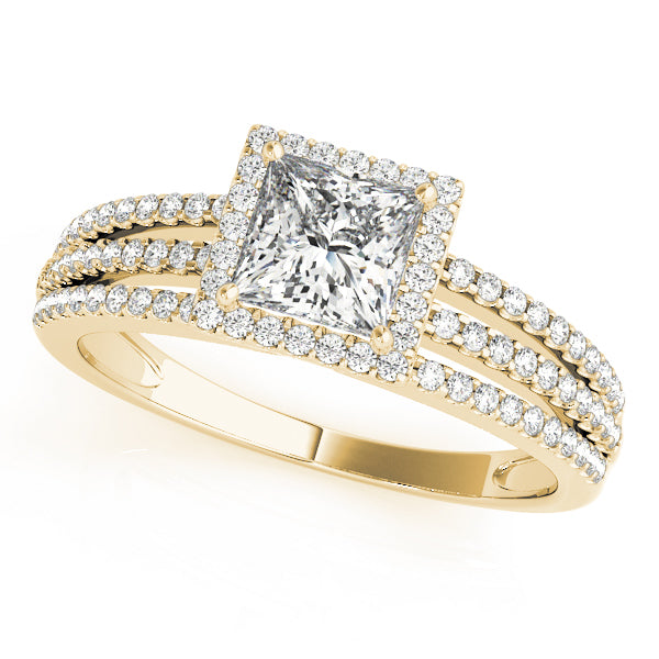 18K Yellow Gold 1.25ctw Diamond Halo Engagement Ring