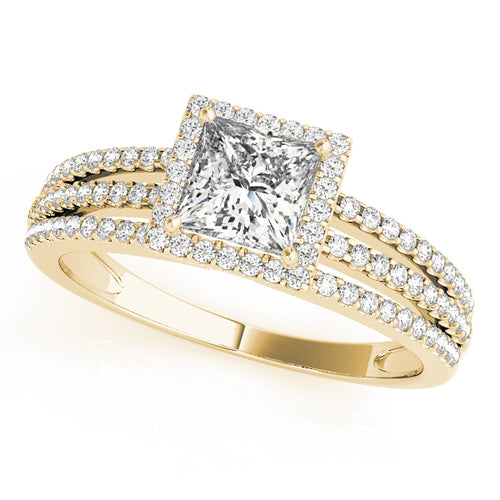 14K Yellow Gold 1.25ctw Diamond Halo Engagement Ring