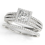 1 CT Square Diamond Halo Engagement Ring