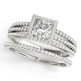 1 CT Square Diamond Halo Engagement Ring