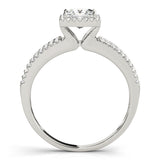 1 CT Square Diamond Halo Engagement Ring