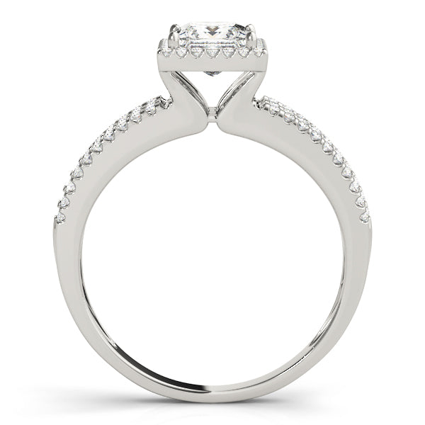 1 CT Square Diamond Halo Engagement Ring