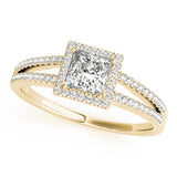 14K Yellow Gold 1 CT Diamond Halo Engagement Ring