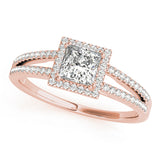 14K Rose Gold 1 CT Diamond Halo Engagement Ring