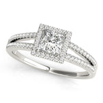 0.75 CT Square Diamond Halo Engagement Ring