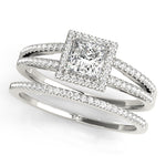 0.75 CT Square Diamond Halo Engagement Ring