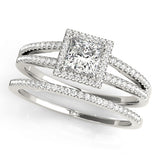 0.75 CT Square Diamond Halo Engagement Ring