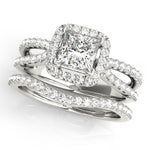 0.75 CT Square Diamond Halo Engagement Ring