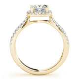 14K Yellow Gold Diamond Halo Engagement Ring