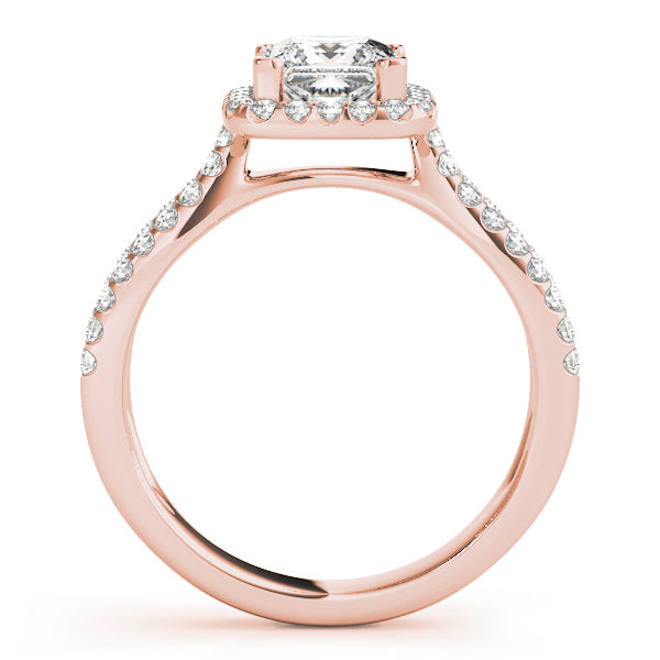 18K Rose Gold 1.16 ctw Diamond Halo Engagement Ring