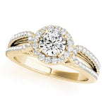 14K Yellow Gold Round Diamond Halo Engagement Ring