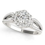 1 CT Round Diamond Halo Engagement Ring
