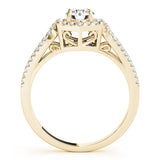 14K Yellow Gold Round Diamond Halo Engagement Ring