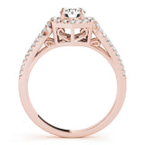 18K Rose Gold Round Diamond Halo Engagement Ring