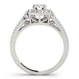 1 CT Round Diamond Halo Engagement Ring