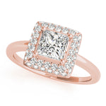 14K Rose Gold Diamond Halo Engagement Ring