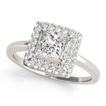 0.75 CT Square Diamond Halo Engagement Ring