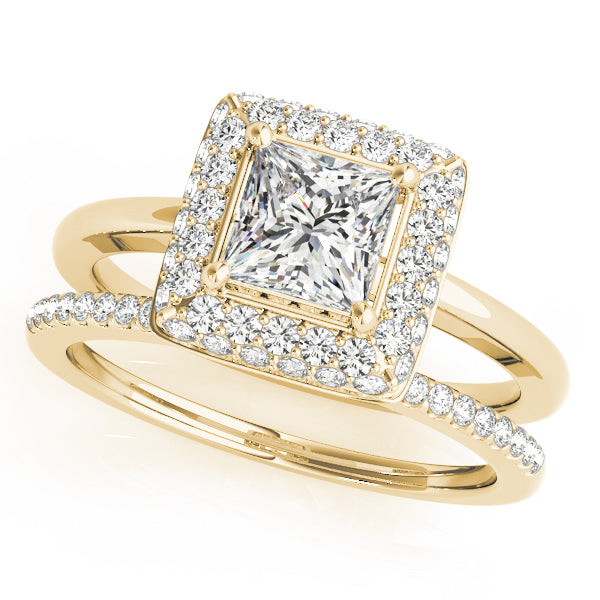 14K Yellow Gold 1.20ctw Diamond Halo Engagement Ring