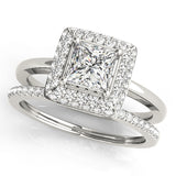 0.75 CT Square Diamond Halo Engagement Ring