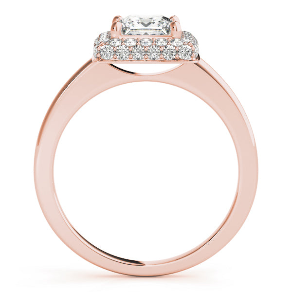 14K Rose Gold Diamond Halo Engagement Ring