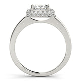0.75 CT Square Diamond Halo Engagement Ring