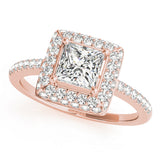 14K Rose Gold 1.20ctw Diamond Halo Engagement Ring