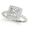 14K Gold Princess Diamond Halo Ring