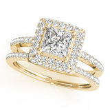14K Yellow Gold 1.20 ctw Diamond Halo Engagement Ring