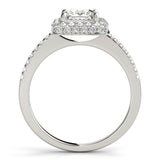 14K Gold Princess Diamond Halo Ring