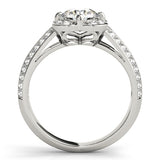 Diamond Halo Engagement Ring with Accent Stones