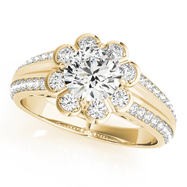 14K Yellow Gold 1 CT Diamond Halo Engagement Ring