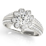 Diamond Halo Engagement Ring with Accent Stones