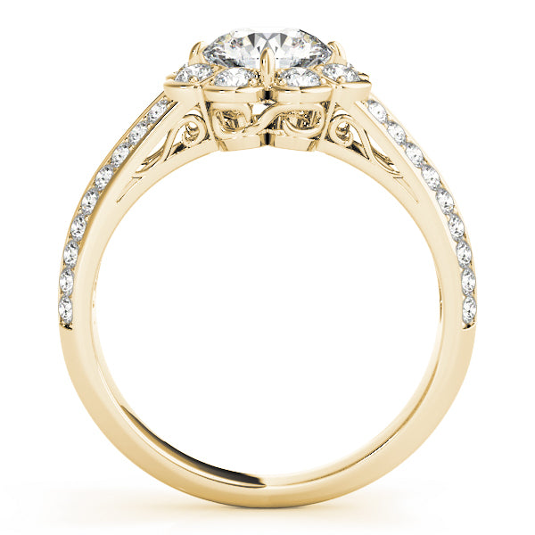 14K Yellow Gold 1 CT Diamond Halo Engagement Ring
