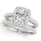 1 CT Round Diamond Halo Engagement Ring
