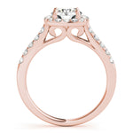 18K Rose Gold Round Diamond Halo Engagement Ring