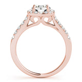 18K Rose Gold Round Diamond Halo Engagement Ring