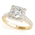 18K Yellow Gold Round Diamond Halo Engagement Ring