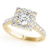 18K Yellow Gold Round Diamond Halo Engagement Ring