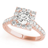 14K Rose Gold 1 ct Diamond Halo Engagement Ring