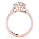 14K Rose Gold 1 ct Diamond Halo Engagement Ring